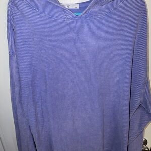 Purple Hooded Long Sleeve Top